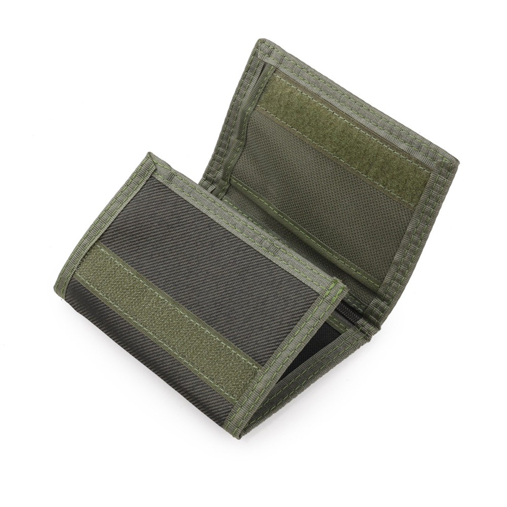 JEMINAL 1420 Solid Color Stitching Nylon Wallet Student Tri-fold Wallet Coin Purse Cards Holder - Green-5
