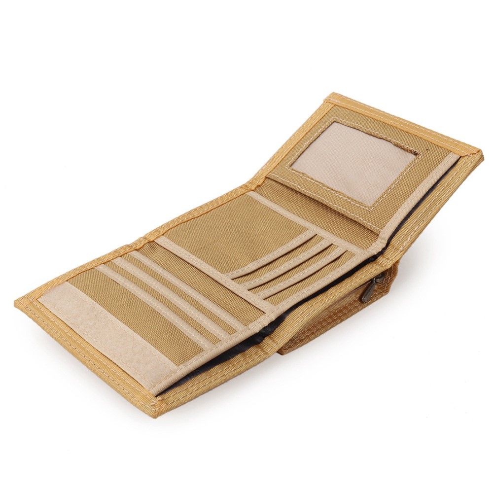 JEMINAL 507 Men's Trifold Wear-resistant Canvas Wallets Cash Money Coin Pouch Card Bag - Khaki-6
