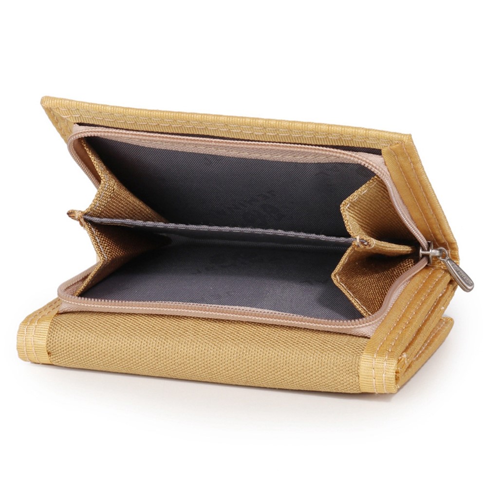 JEMINAL 507 Men's Trifold Wear-resistant Canvas Wallets Cash Money Coin Pouch Card Bag - Khaki-7