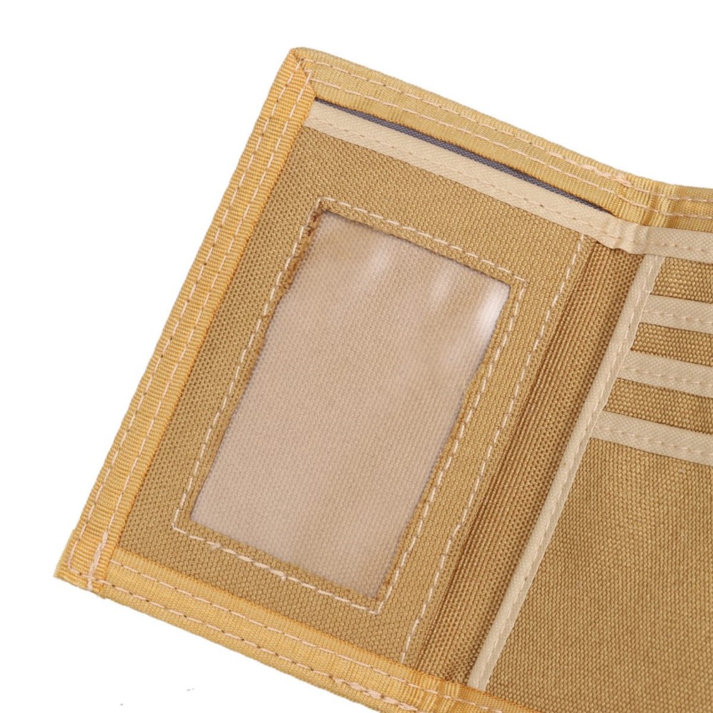 JEMINAL 507 Men's Trifold Wear-resistant Canvas Wallets Cash Money Coin Pouch Card Bag - Khaki-8