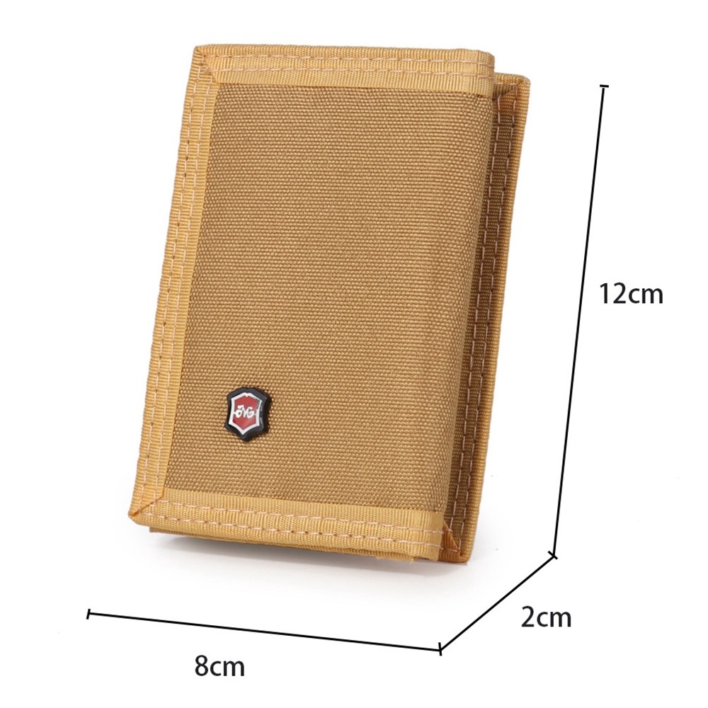 JEMINAL 507 Men's Trifold Wear-resistant Canvas Wallets Cash Money Coin Pouch Card Bag - Khaki-9
