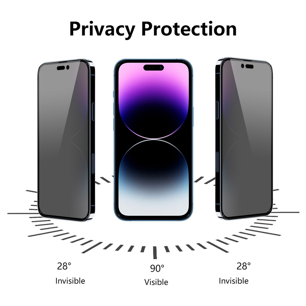 ENKAY HAT PRINCE 2Pcs / Set For iPhone 14 Pro 6.1 inch 28 Degree Anti-spy Screen Protector Full Glue Full Cover Tempered Glass Film-3