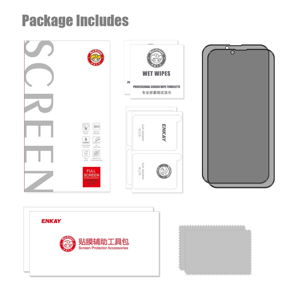 ENKAY HAT PRINCE 2Pcs / Set Full Screen Protector for iPhone 14 6.1 inch, 28 Degree Anti-spy Tempered Glass Full Glue Ultra Clear Film-10