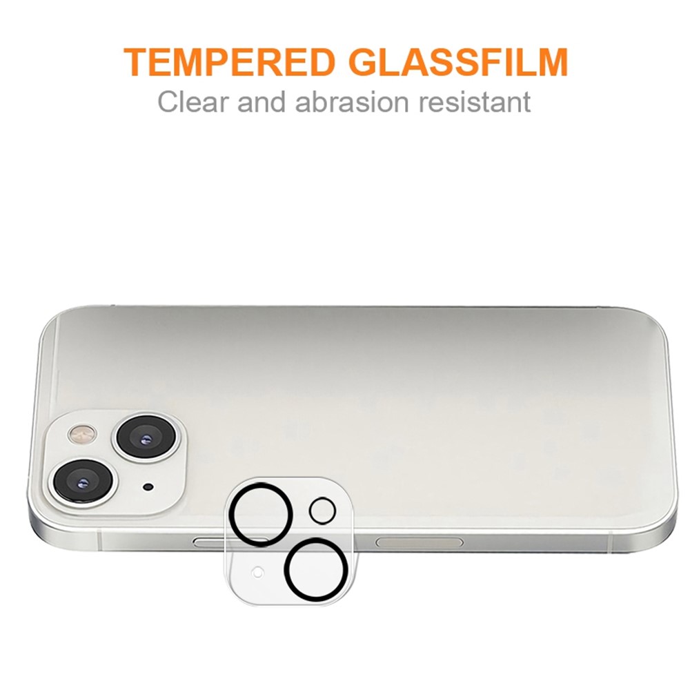AMORUS for iPhone 13 6.1 inch / 13 mini 5.4 inch Full Cover Camera Lens Protector HD Clear Anti-fingerprint Tempered Glass Full Glue Silk Printing Camera Lens Film with Black Night Circle-4