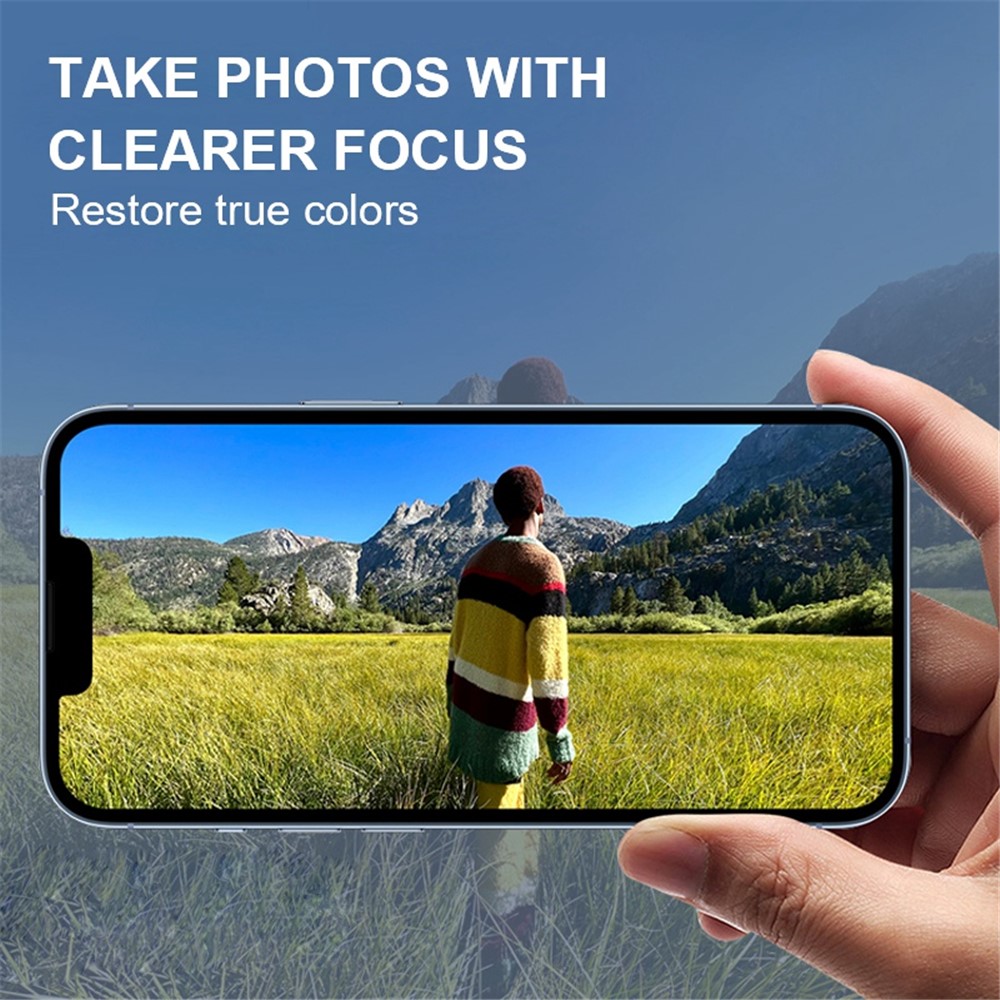 AMORUS for iPhone 13 6.1 inch / 13 mini 5.4 inch Full Cover Camera Lens Protector HD Clear Anti-fingerprint Tempered Glass Full Glue Silk Printing Camera Lens Film with Black Night Circle-5