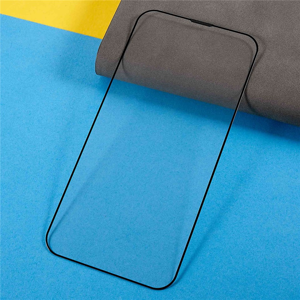 For iPhone 13 6.1 inch / 13 Pro 6.1 inch Ultra Clear Full Screen Protector Silk Printing Edge Anti-static High Aluminum-silicon Glass Film with Dust-proof Net-4