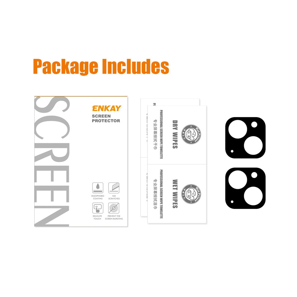 ENKAY HAT-PRINCE 2Pcs / Set for iPhone 13 6.1 inch / 13 mini 5.4 inch Camera Lens Protector Full Cover Silk Printing High Transparency Tempered Glass Film-5