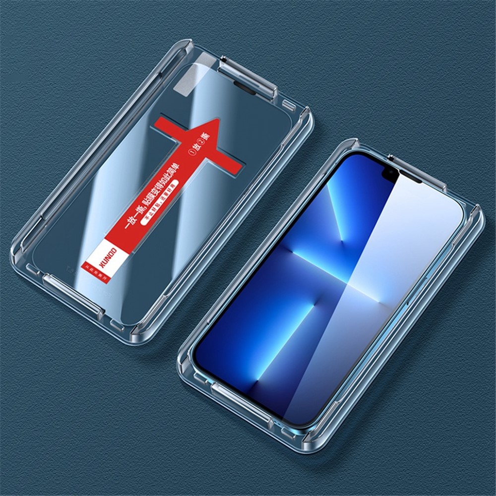 XUNDD For iPhone 14 Pro Max 6.7 inch Full Cover Tempered Glass Shatter-proof Screen Protector with Dust-proof Net and Installation Tool-14