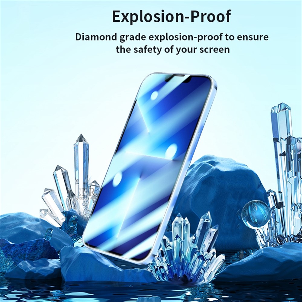 XUNDD For iPhone 14 Max 6.7 inch HD Clear Tempered Glass Anti-explosion Dust-proof Net Full Cover Screen Protector with Installation Tool-8