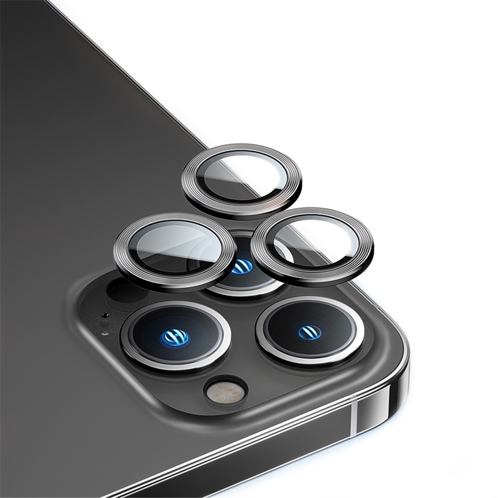 BENKS for iPhone 14 Pro 6.1 inch Camera Lens Protector Full Cover High Aluminium-silicon Glass Anti-Scratch Ultra HD Aluminum Alloy Metal Camera Cover - Black-1