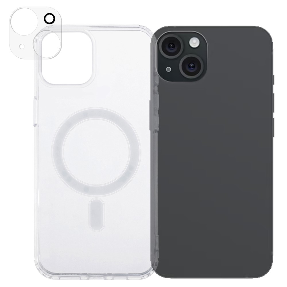 For iPhone 15 Case TPU+Acrylic Phone Cover with Clear Lens Film