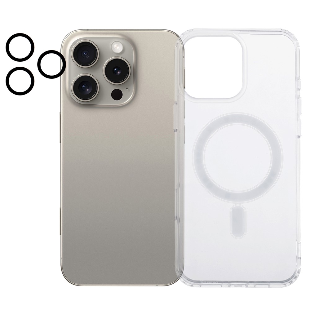 For iPhone 15 Plus Case Compatible with MagSafe TPU+Acrylic Clear Phone Cover with Camera Lens Film