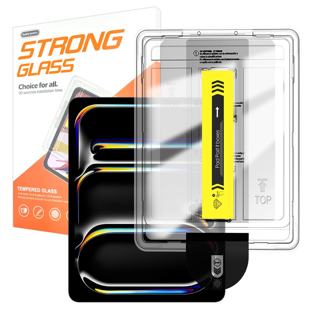 For iPad Pro 13 (2025) / (2024) Screen Protector Arc Edge Tempered Glass Film with Auto Dust-free Installation Tool (NOT Complete Covering) - Transparent