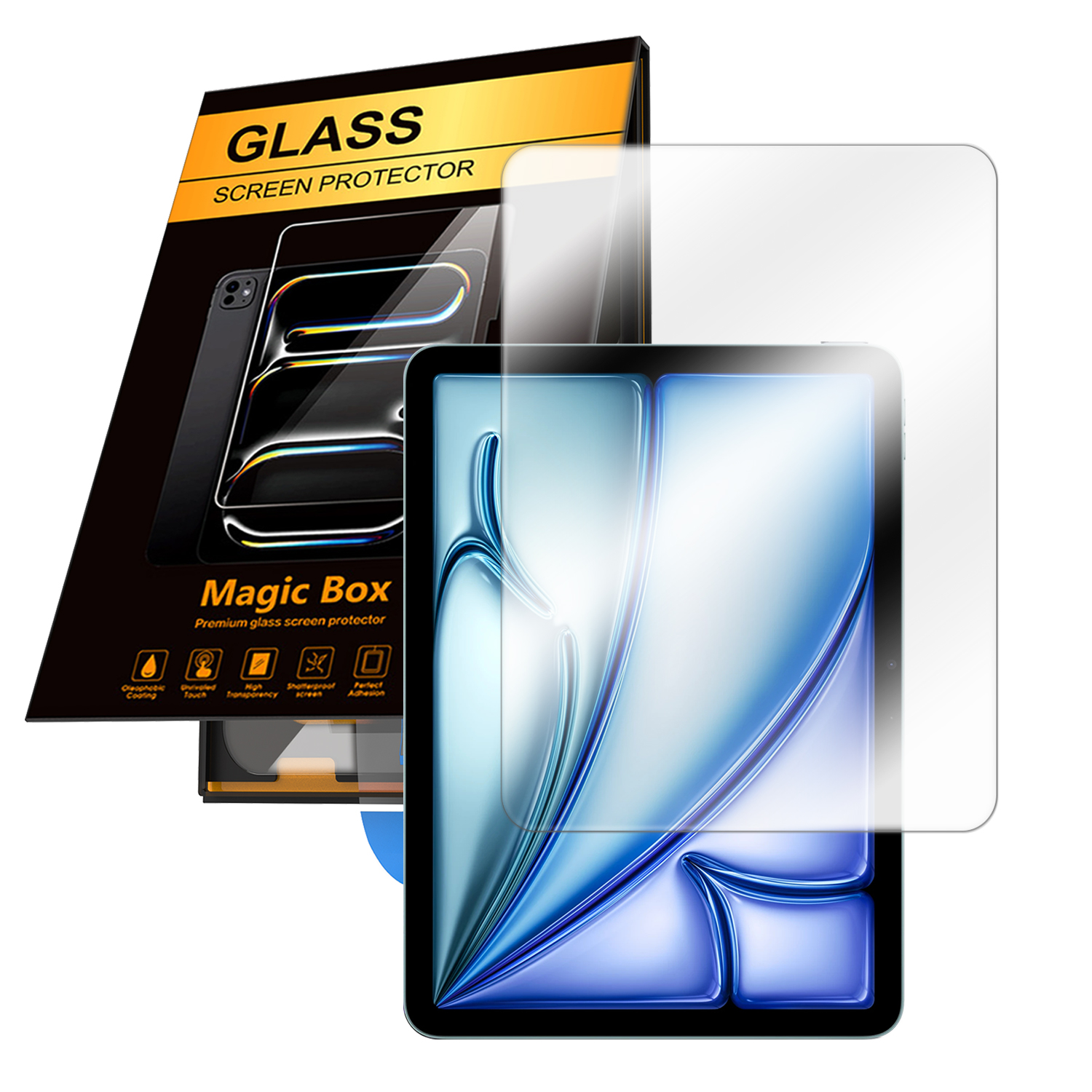 For iPad Air 13 (2026) / (2025) / (2024) Screen Protector HD Tempered Glass Film with Auto Dust-free Installation Tool (NOT Complete Covering) - Transparent