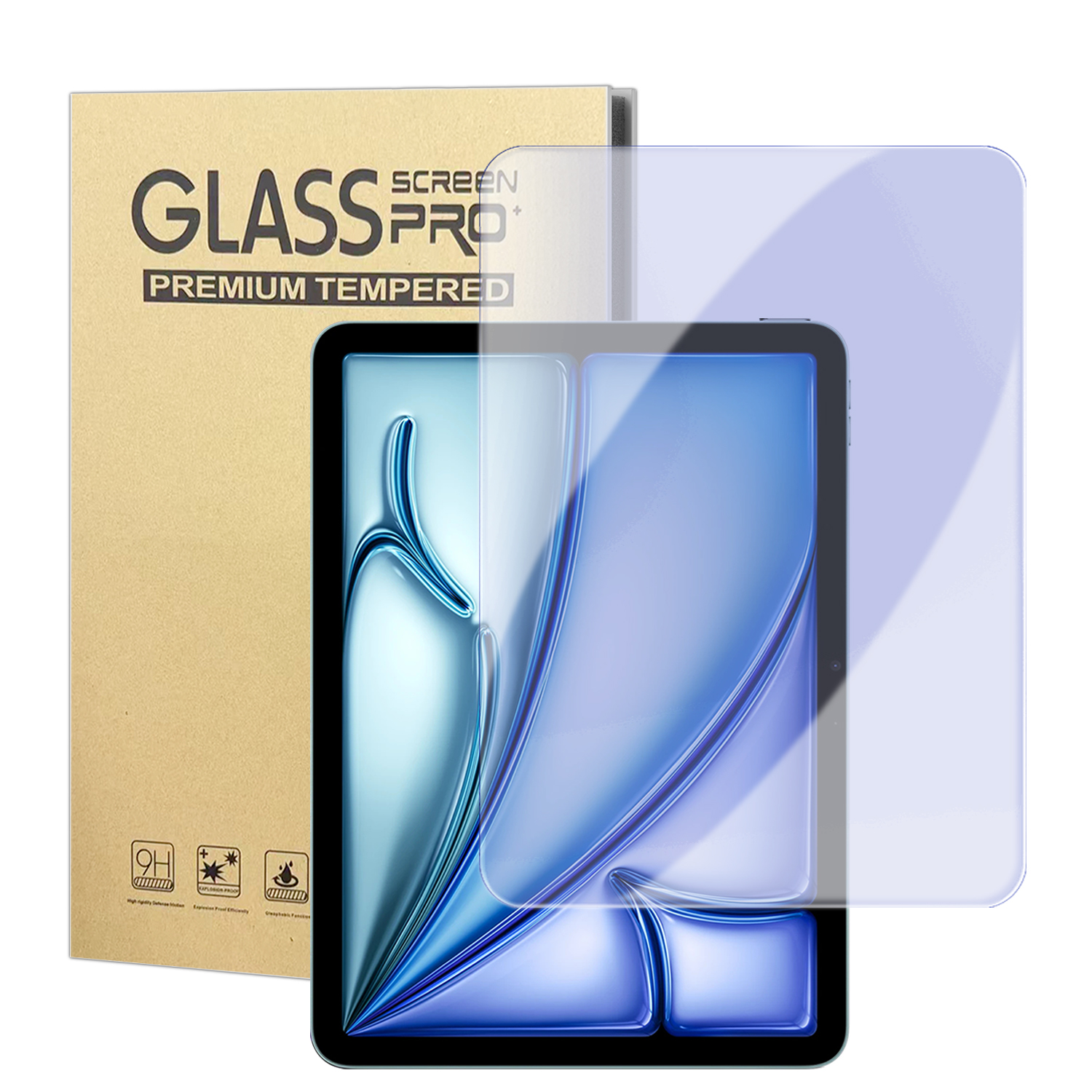 For iPad Air 11 (2026) / (2025) / (2024) Screen Protector Purple Light Eye Protection Anti Fingerprint Tempered Glass Film (NOT Complete Covering) - Transparent