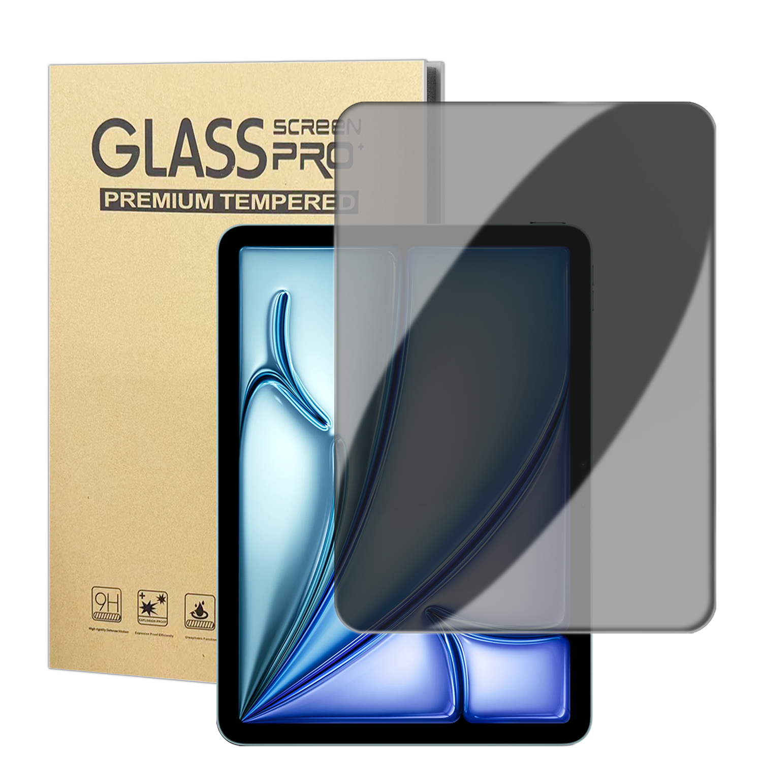 For iPad Air 13 (2026) / (2025) / (2024) Anti Spy Privacy Screen Protector Anti Fingerprint Tempered Glass Film (NOT Complete Covering) - Black