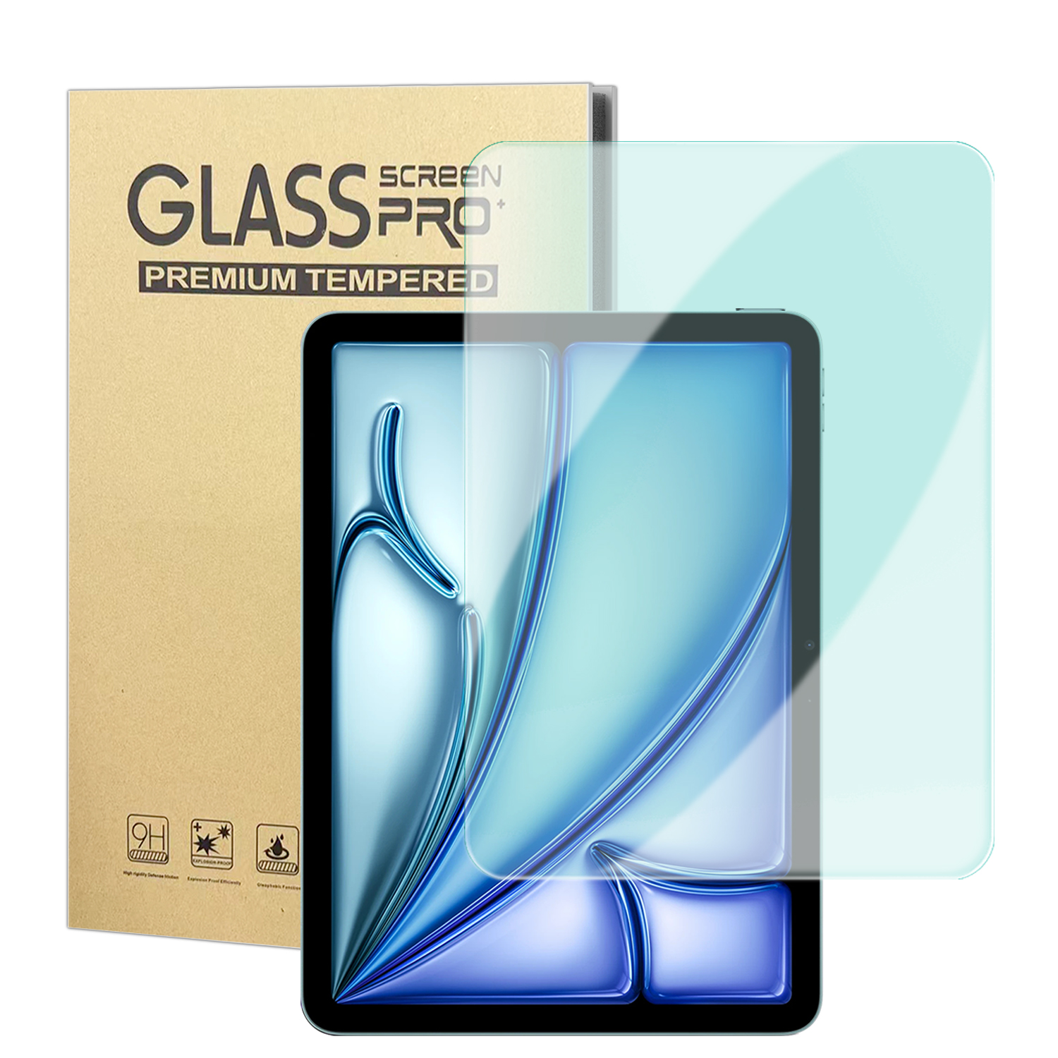 For iPad Air 13 (2026) / (2025) / (2024) Screen Protector Green Light Eye Protection Tempered Glass Film (Not Complete Covering) - Transparent