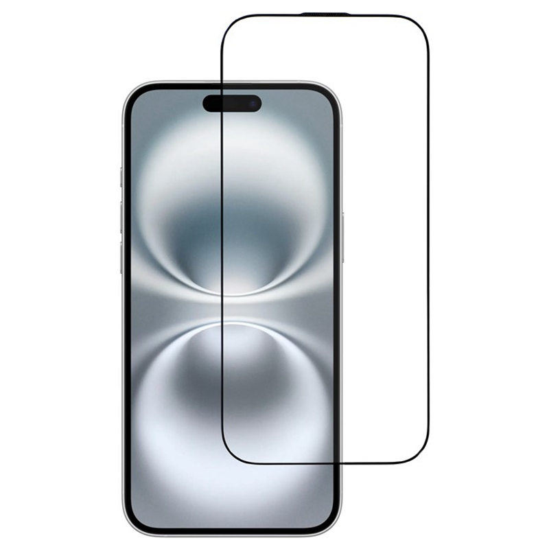 For iPhone Air Full Tempered Glass Electroplated Silk-Print 0.33mm High Aluminium-Silicon Glass Screen Protector - Black