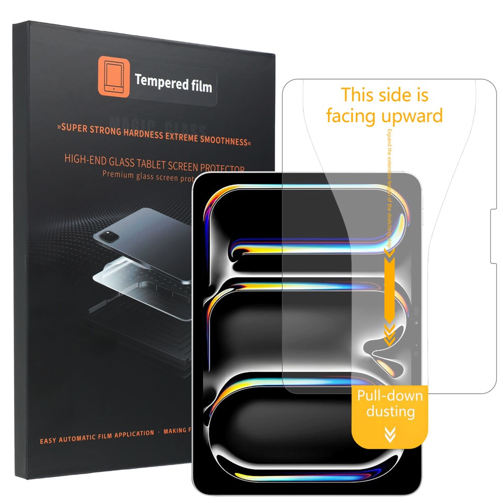 For iPad Pro 13 (2024)  /  (2025) HD Clear Full Screen Protector Tempered Glass Flim with Dust-free Installation Tool - Transparent