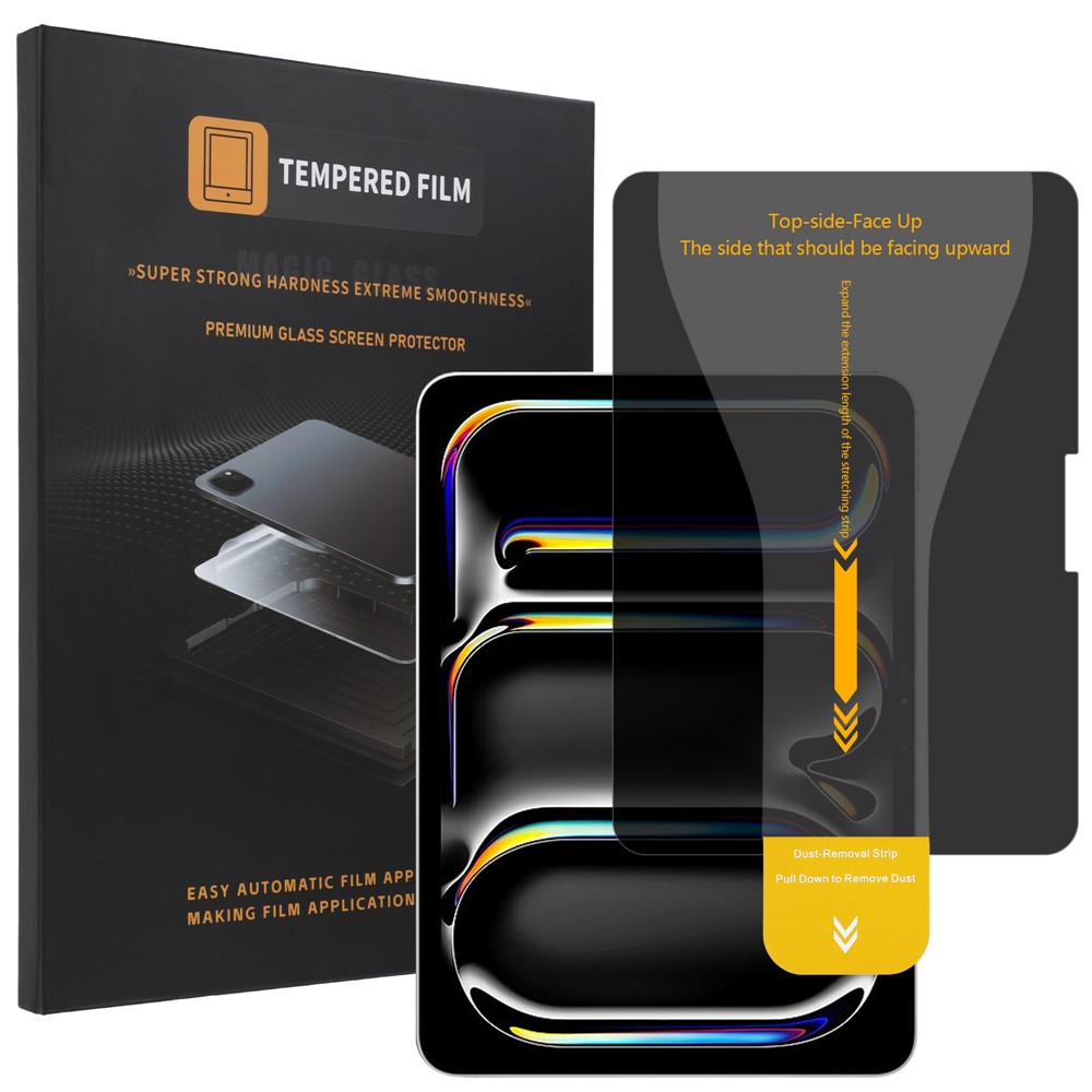 For iPad Pro 13 (2025) / (2024) Privacy Full Screen Protector Anti-Spy Tempered Glass Flim with Dust-free Installation Tool - Black