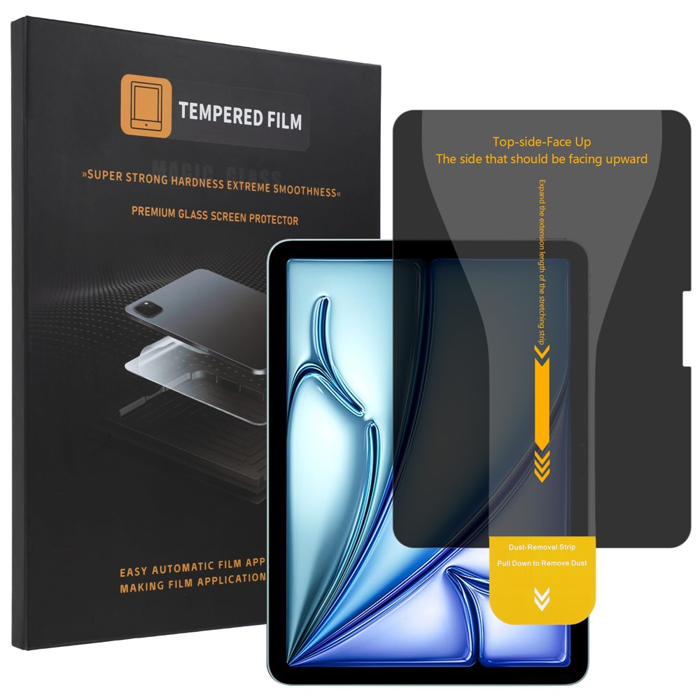 For iPad Air 13 (2026)  /  (2025)  /  (2024) Privacy Full Screen Protector Anti-Spy Tempered Glass Flim with Dust-free Installation Tool - Black