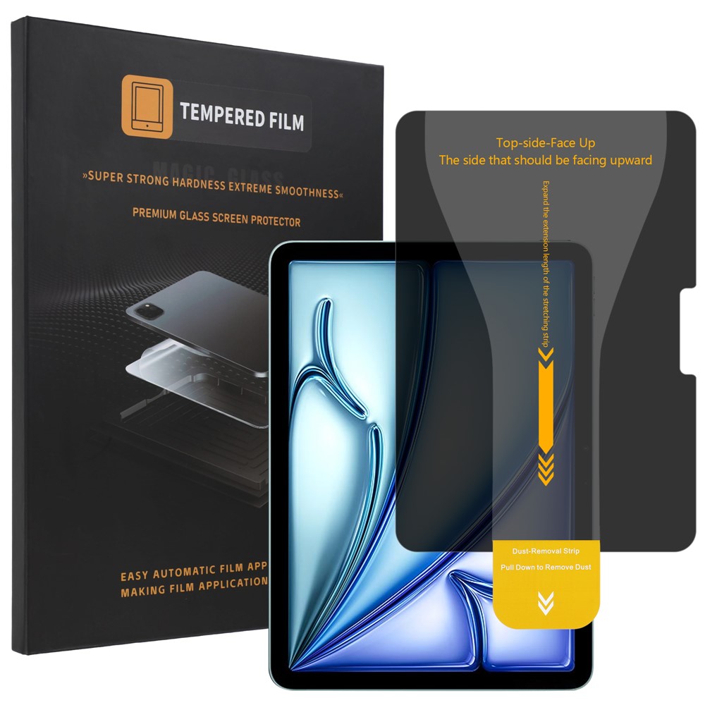For iPad Air 11 (2026)  /  (2025)  /  (2024) Privacy Full Screen Protector Anti-Spy Tempered Glass Flim with Dust-free Installation Tool - Black