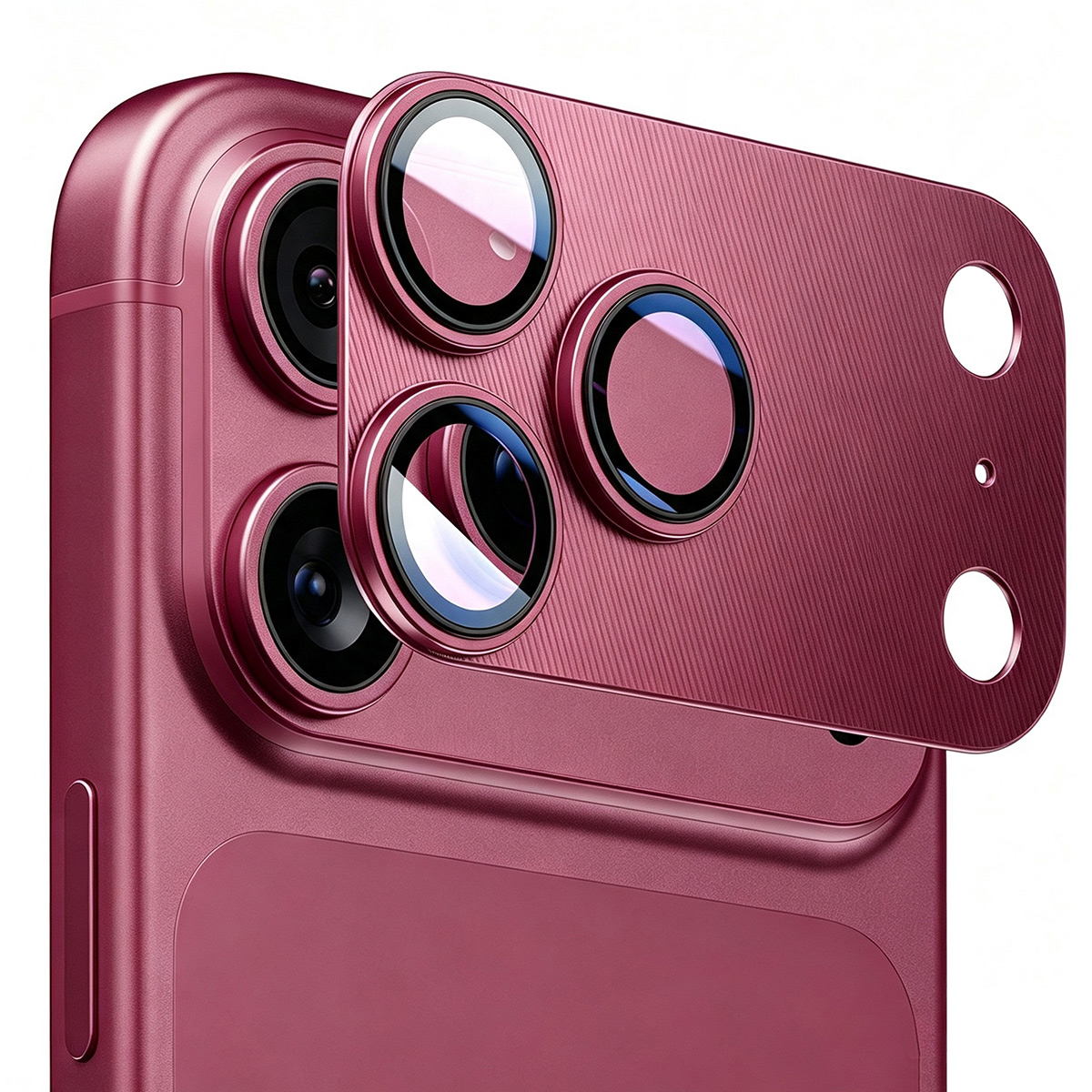 HAT PRINCE for iPhone 18 Pro Max Camera Lens Protector ENKAY Aluminium Alloy + Tempered Glass Lens Film - Wine Red