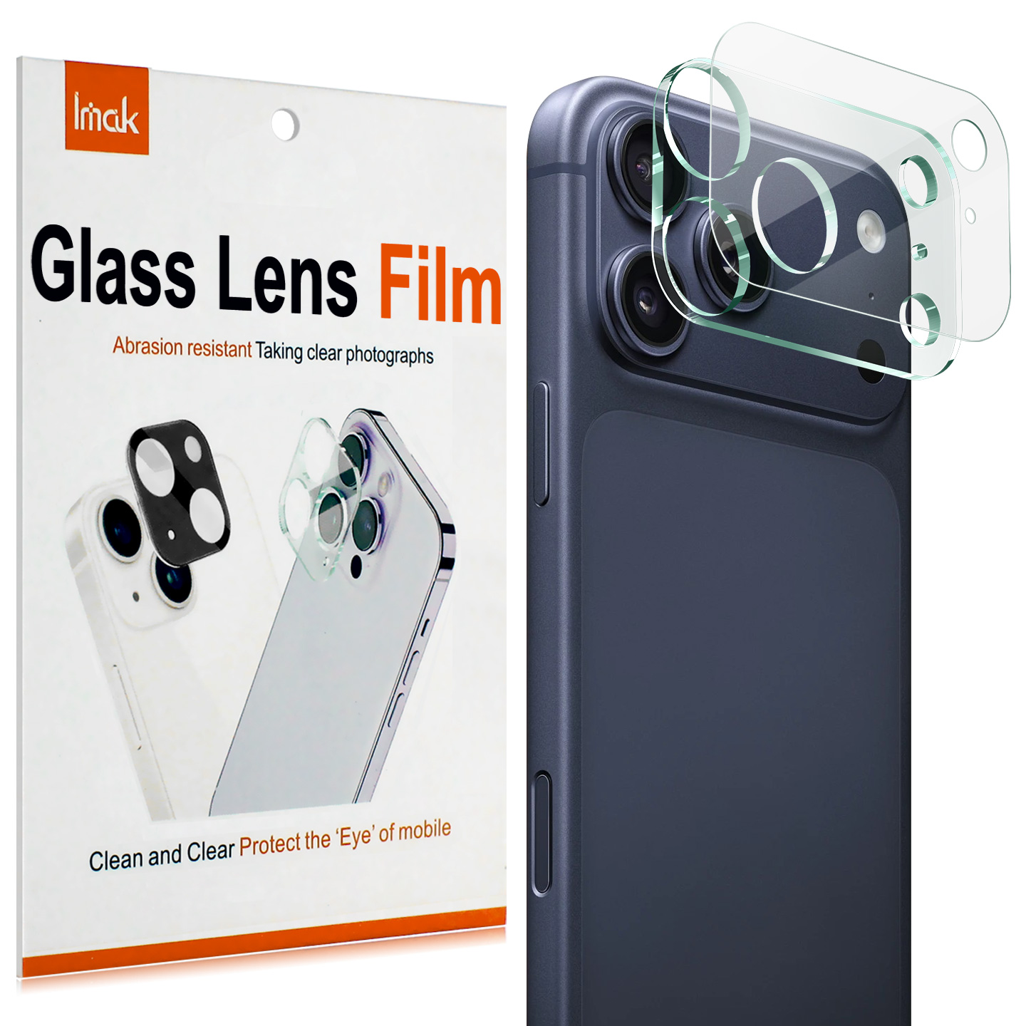 IMAK for iPhone 18 Pro Max Tempered Glass Full Cover Camera Lens Protector + Acrylic Lens Cap - Transparent