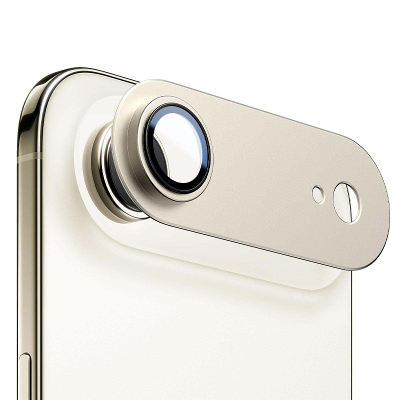 For iPhone Air Camera Lens Protector Step-Style Aluminum Alloy+Tempered Glass AR+AF Anti-Reflective Lens Film, Case Friendly - Light Gold