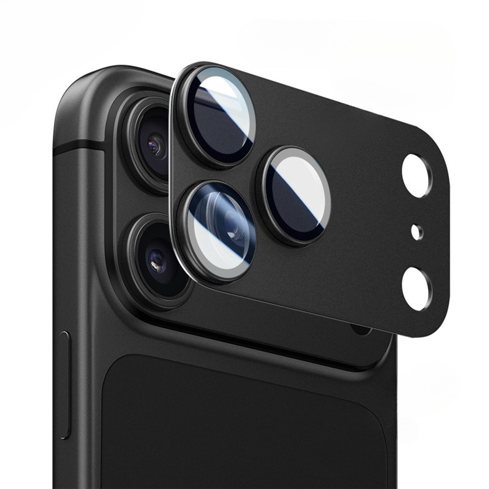 For iPhone 18 Pro Camera Lens Protector Aluminum Alloy+Tempered Glass One-Piece Design AR+AF Anti-Reflective Lens Film - Black