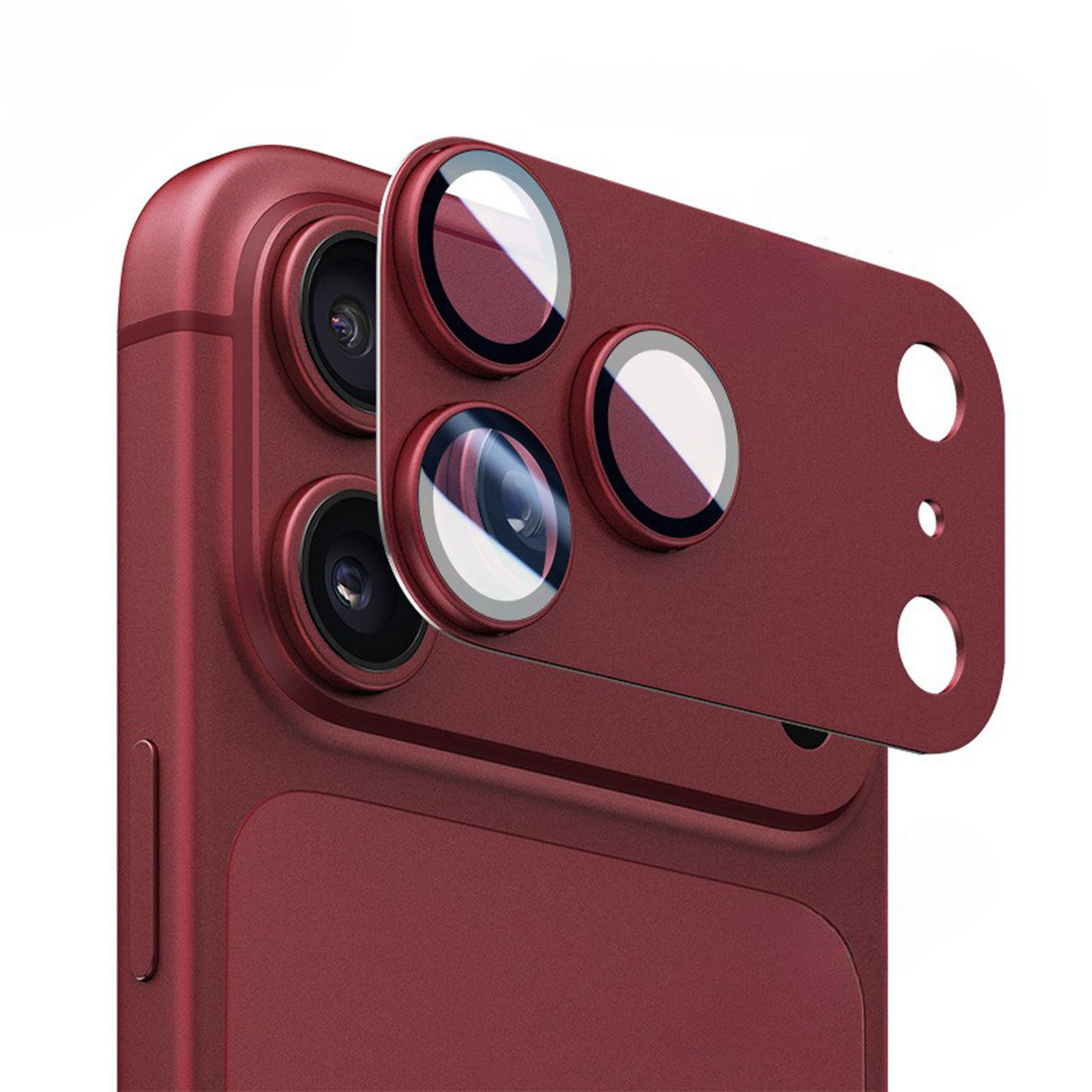 For iPhone 18 Pro Camera Lens Protector Aluminum Alloy+Tempered Glass One-Piece Design AR+AF Anti-Reflective Lens Film - Red