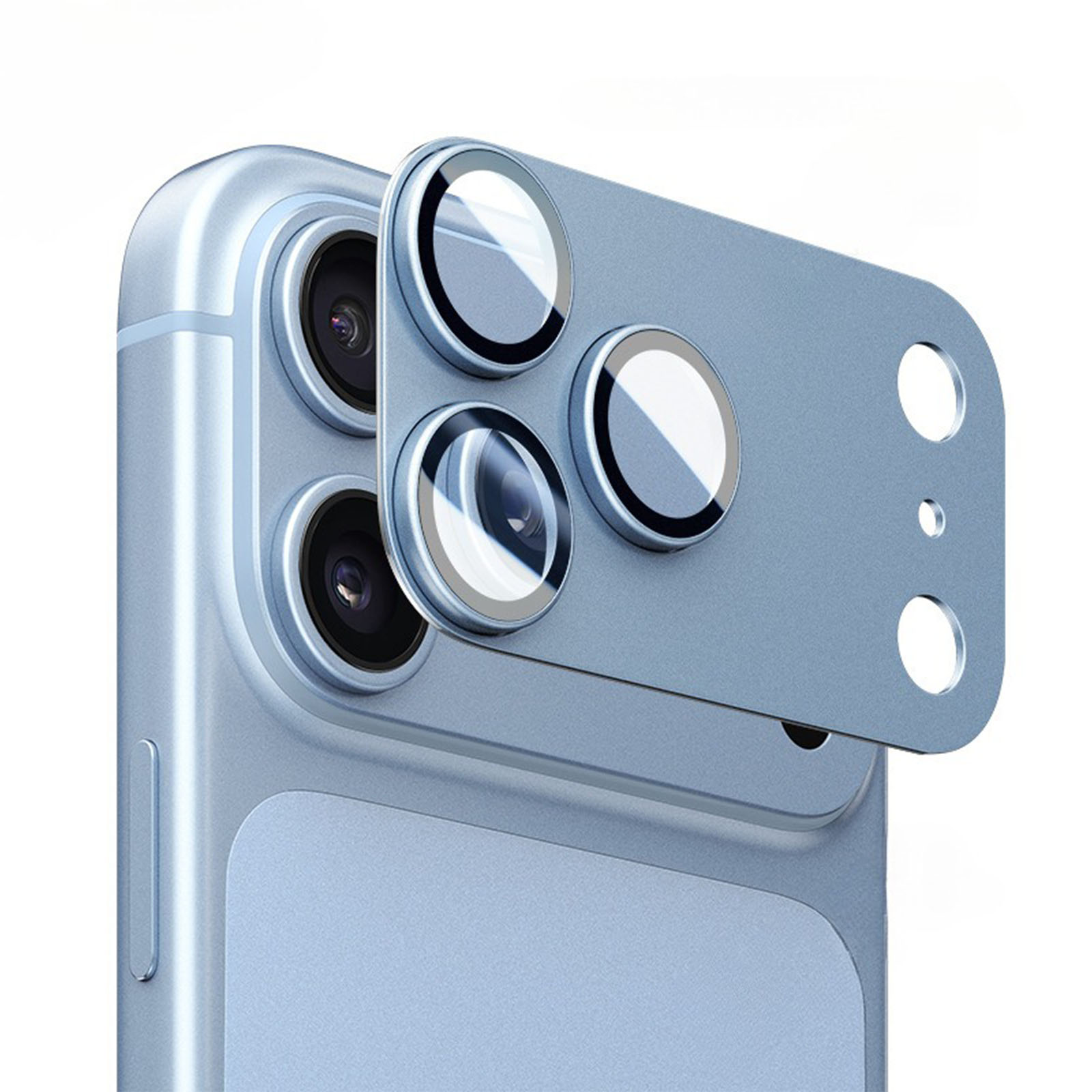 For iPhone 18 Pro Camera Lens Protector Aluminum Alloy+Tempered Glass One-Piece Design AR+AF Anti-Reflective Lens Film - Blue