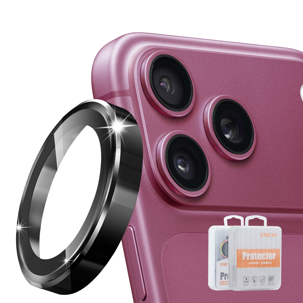 HAT PRINCE for iPhone 18 Pro / iPhone 18 Pro Max ENKAY Camera Lens Protector Metal Ring Lens Film - Black