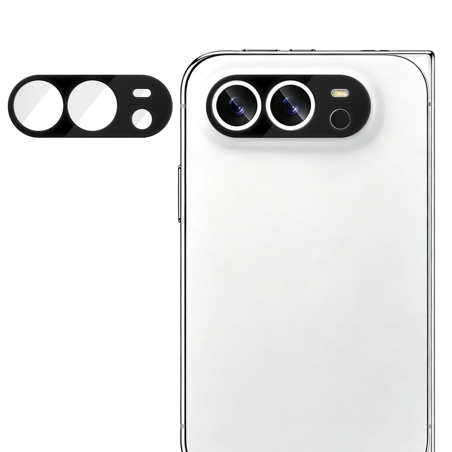 For iPhone Duo Full Cover Camera Lens Protector Silk Print HD Anti Fingerprint AR Tempered Glass Lens Film - Black