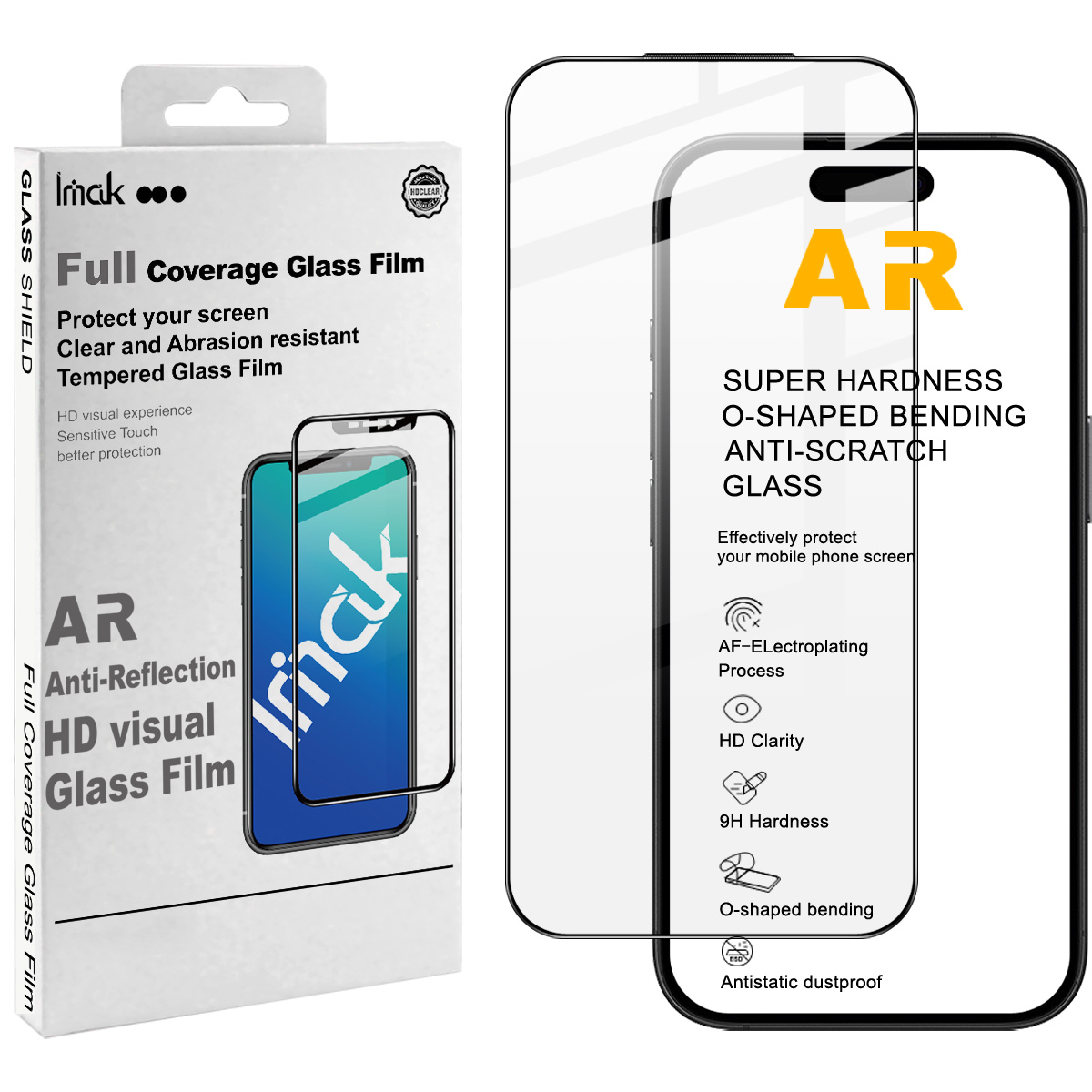 IMAK for iPhone 18 Pro Max AR Anti Reflective Series Screen Protector Full Coverage Ultra Clear Tempered Glass Film - Transparent