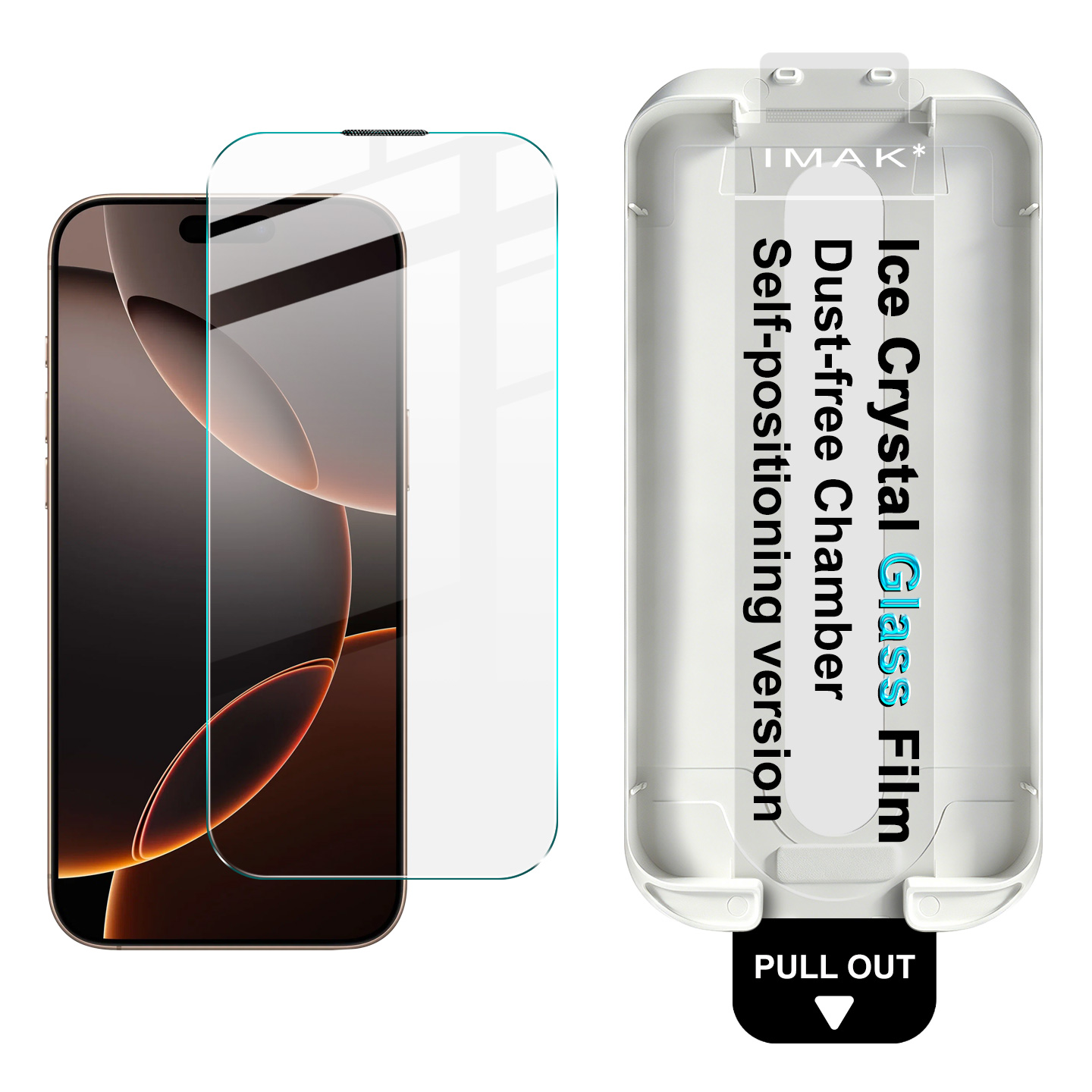IMAK for iPhone 16 Pro Max Screen Protector Ice Crystal Anti-Scratch Tempered Glass Film with Dust-free Installation Tool - Transparent