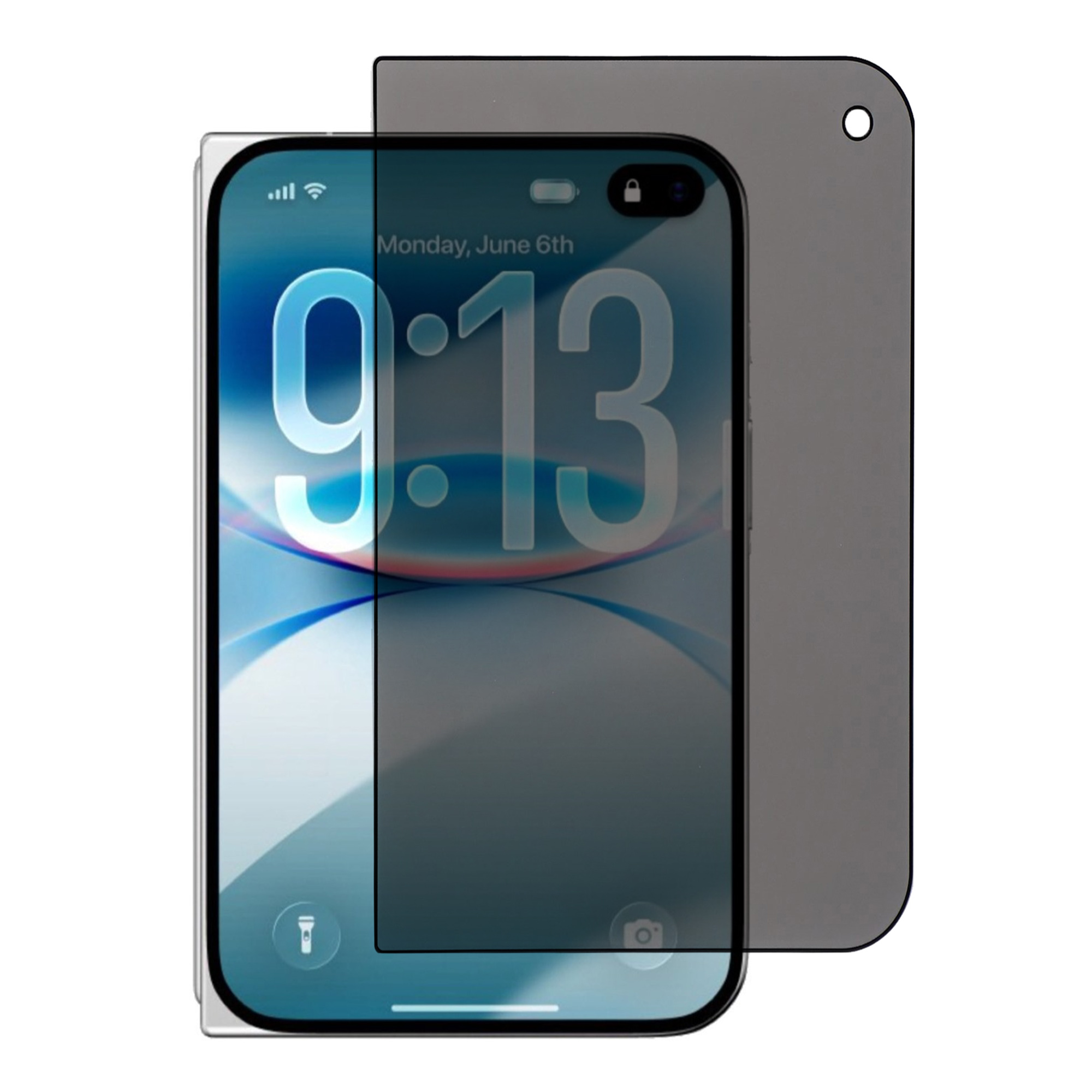 For iPhone Duo Privacy Tempered Glass Film Silk Printing Matte Full Glue Full Screen Protector - Black