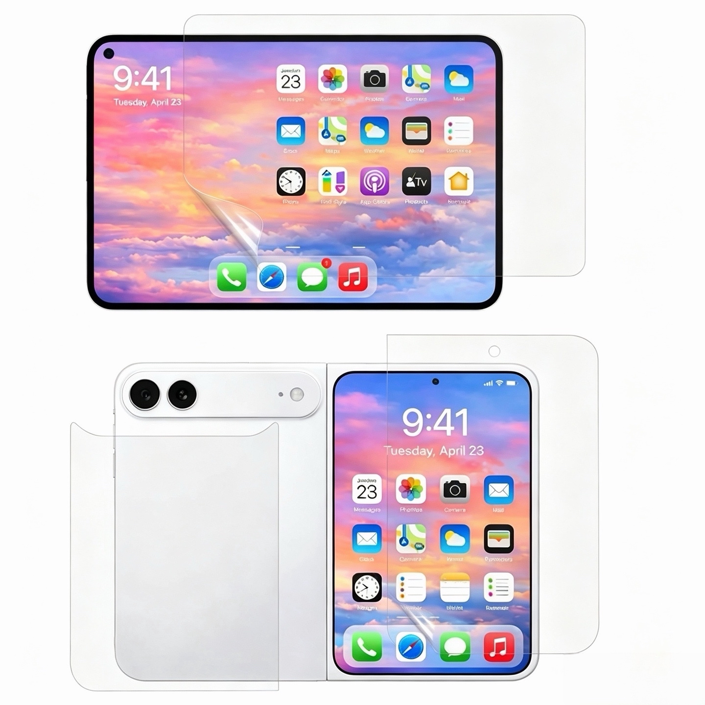 For iPhone Duo Hydrogel Film TPU+PET Front Screen Protector + Back Cover - Trasparrent