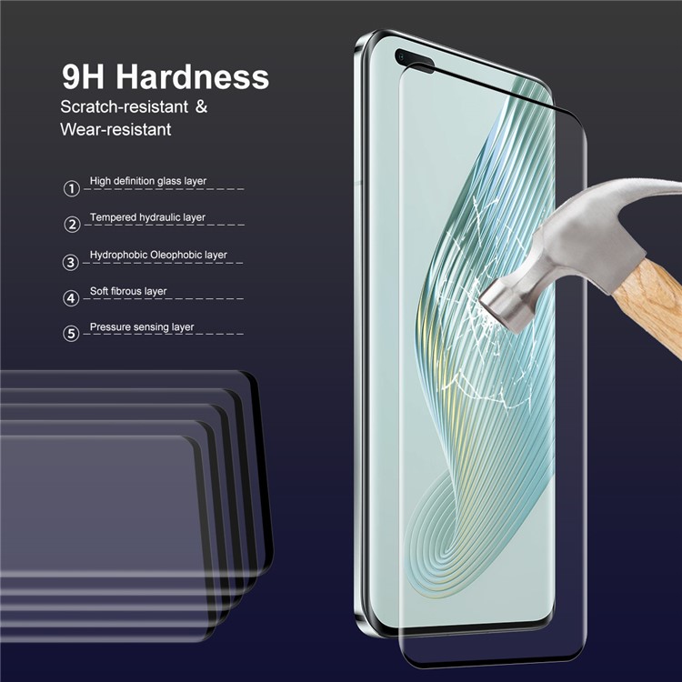 Enkay Hat Prince Para Honor Magic5 Pro 3D Curvado Protector Película de Vidrio Templado Con Plomo Con Protector de Lente de Cámara-4