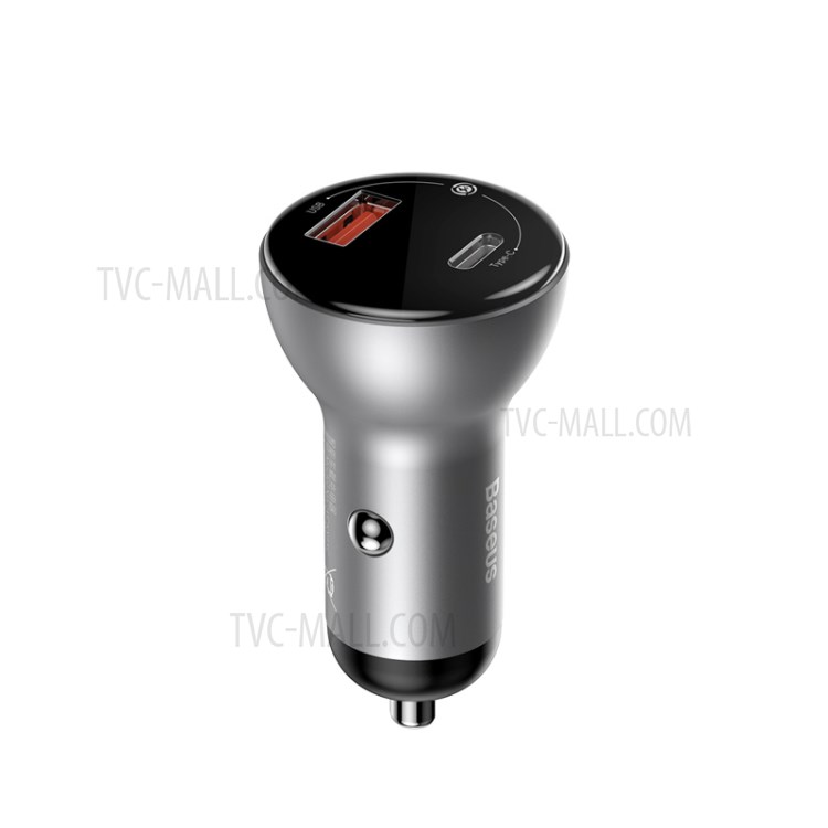BASEUS Double Display Metal Digital Display PPS Two-way Fast Charging Car Charger C+U 45W - Silver-1