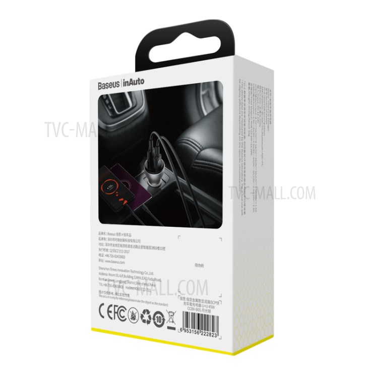 BASEUS Double Display Metal Digital Display PPS Two-way Fast Charging Car Charger C+U 45W - Silver-12