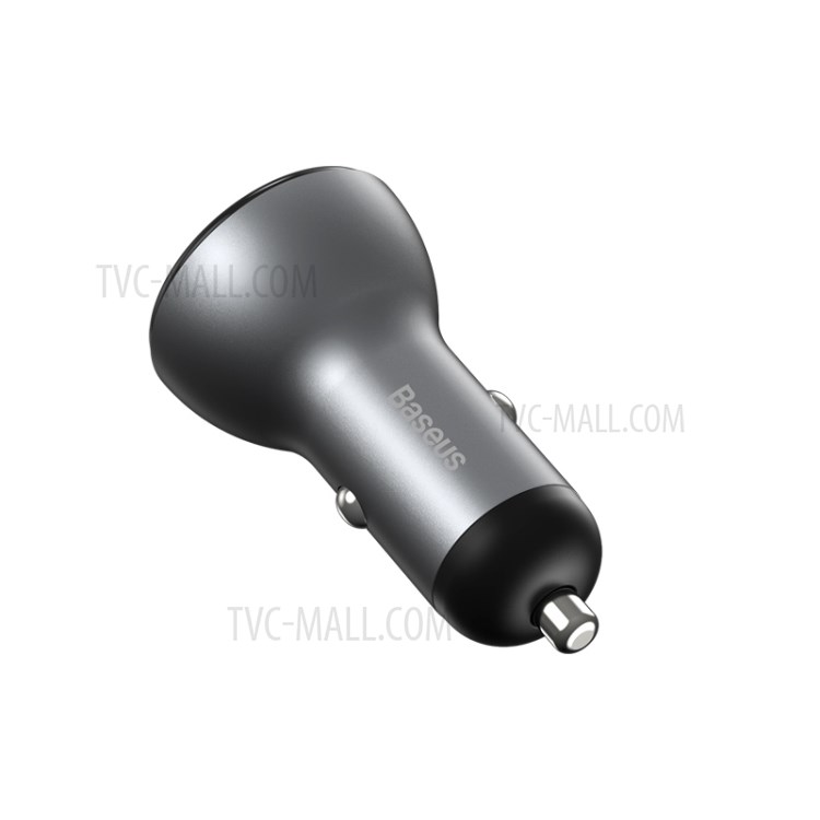 BASEUS Double Display Metal Digital Display PPS Two-way Fast Charging Car Charger C+U 45W - Silver-7