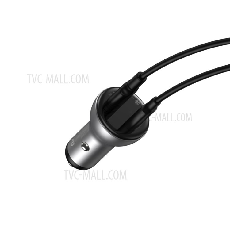 BASEUS Double Display Metal Digital Display PPS Two-way Fast Charging Car Charger C+U 45W - Silver-8