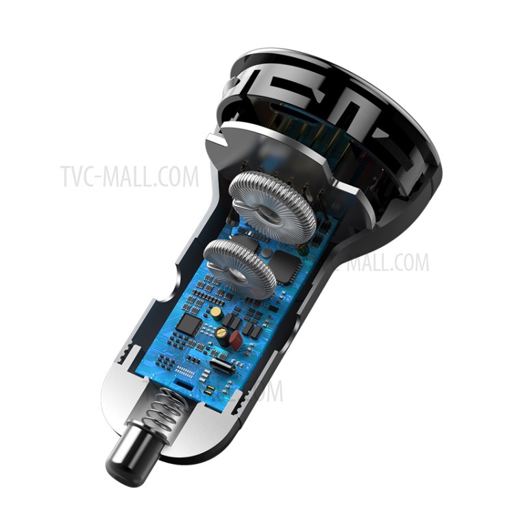 BASEUS Double Display Metal Digital Display PPS Two-way Fast Charging Car Charger C+U 45W - Silver-9