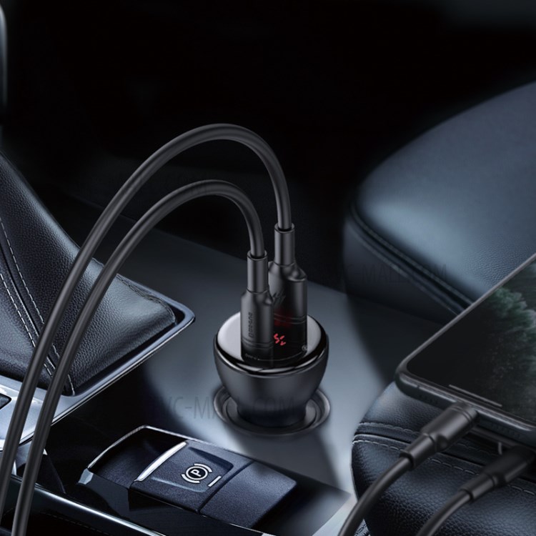 BASEUS Dual Digital Display PPS Car Quick Charger C+U 45W - Gray-11