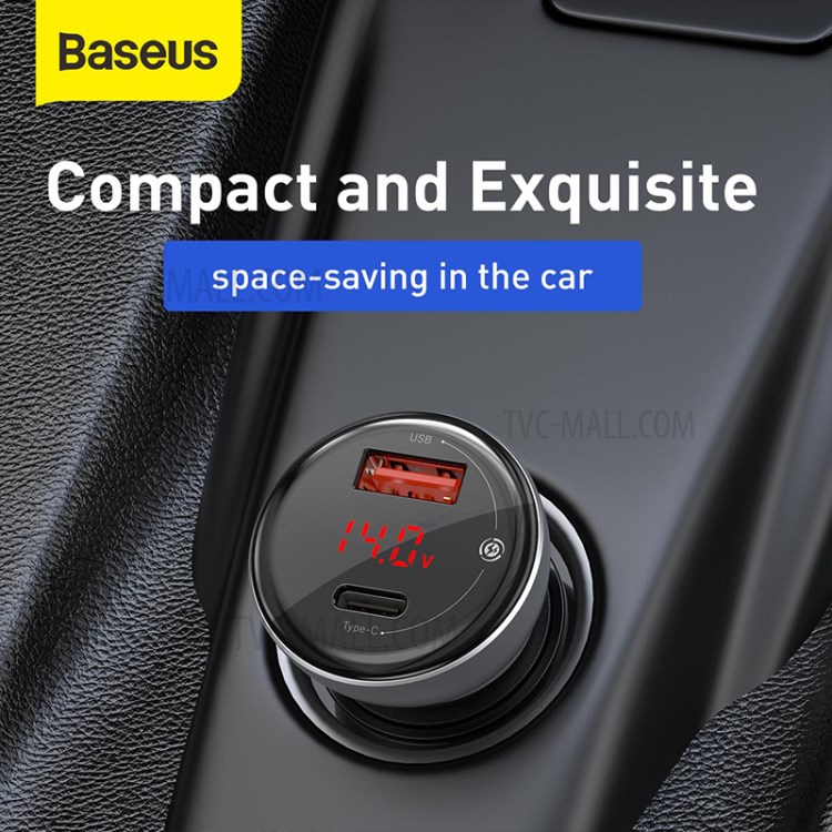 BASEUS Dual Digital Display PPS Car Quick Charger C+U 45W - Gray-4