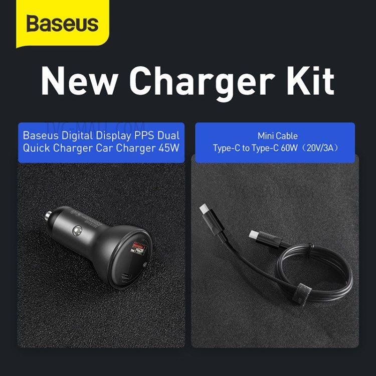 BASEUS Dual Digital Display PPS Car Quick Charger C+U 45W - Gray-6