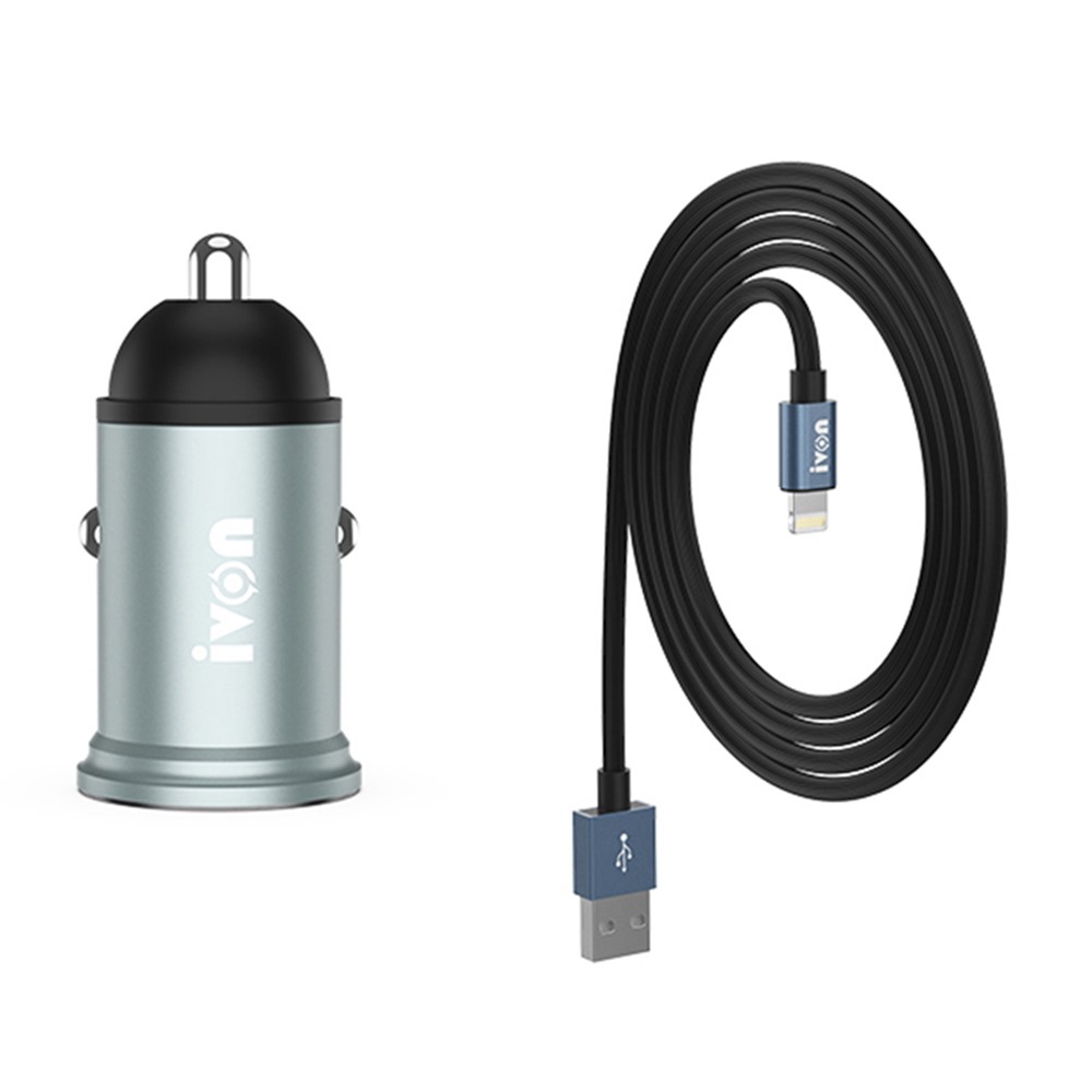 IVON CC37 3.1A Dual USB Fast Charging Car Charger with Cable for iOS Android-1