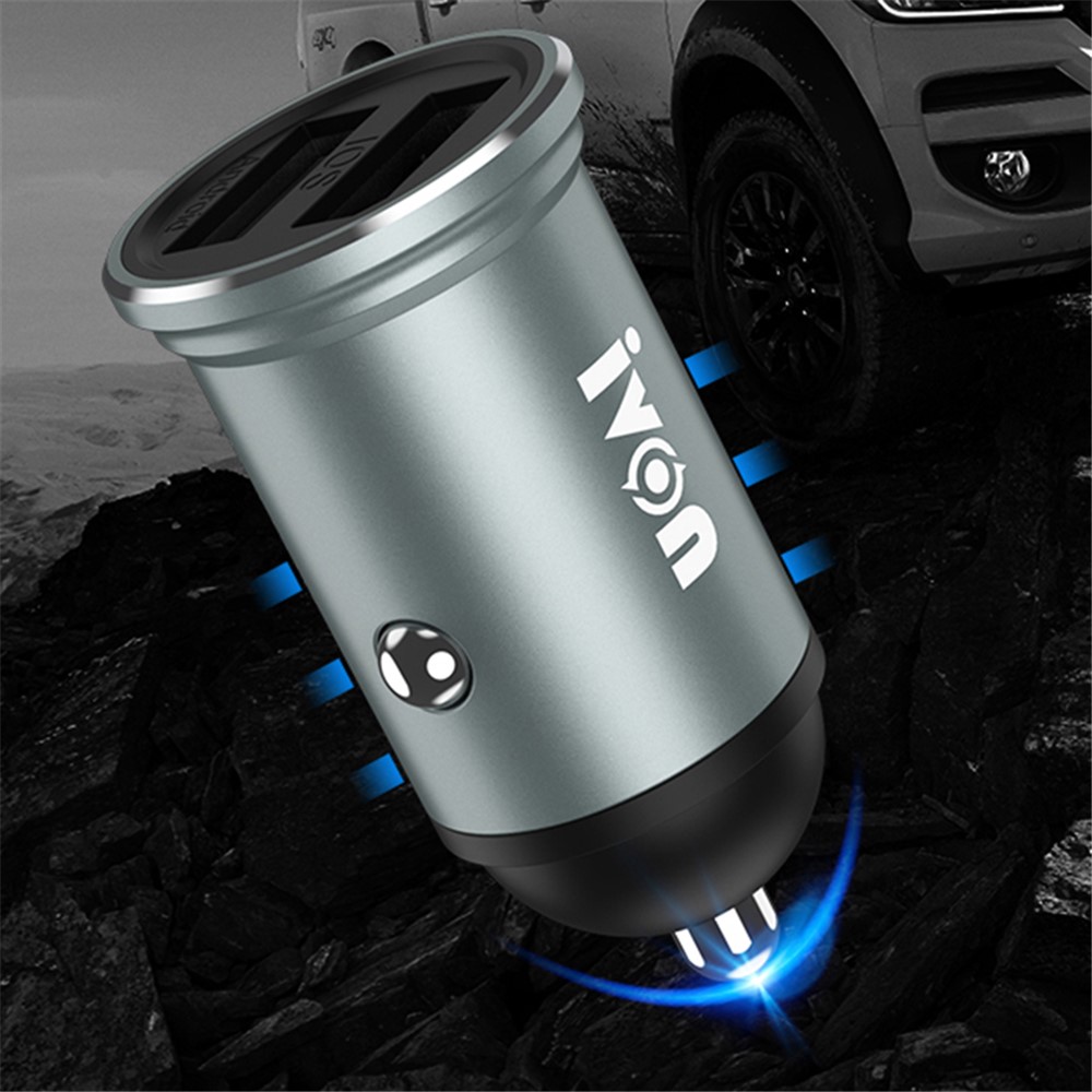 IVON CC37 3.1A Dual USB Fast Charging Car Charger with Cable for iOS Android-3
