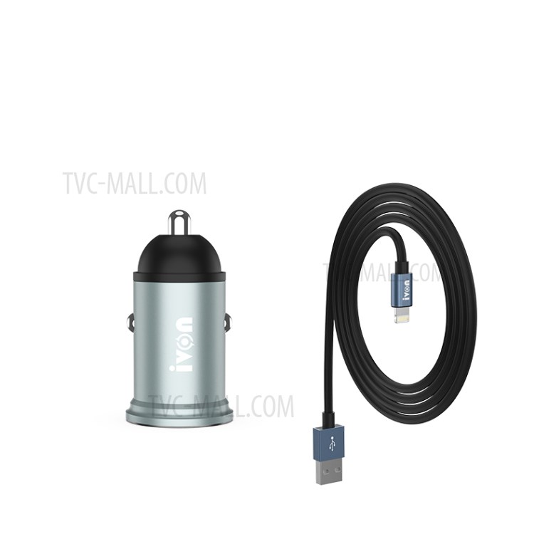 IVON CC37 3.1A Dual USB Fast Charging Car Charger with Cable for iOS Android-6